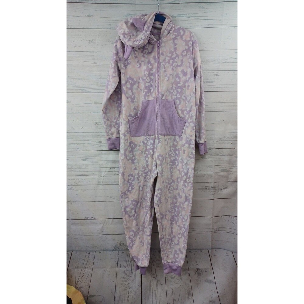 Girls Tucker + Tate One Piece Romper Pajamas with Hoodie Fleece Sz L 10-12